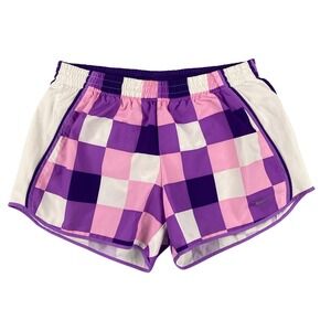 Nike Tempo Dri‎ Fit Womens Athletic Shorts Purple Pink White Checkered Size M